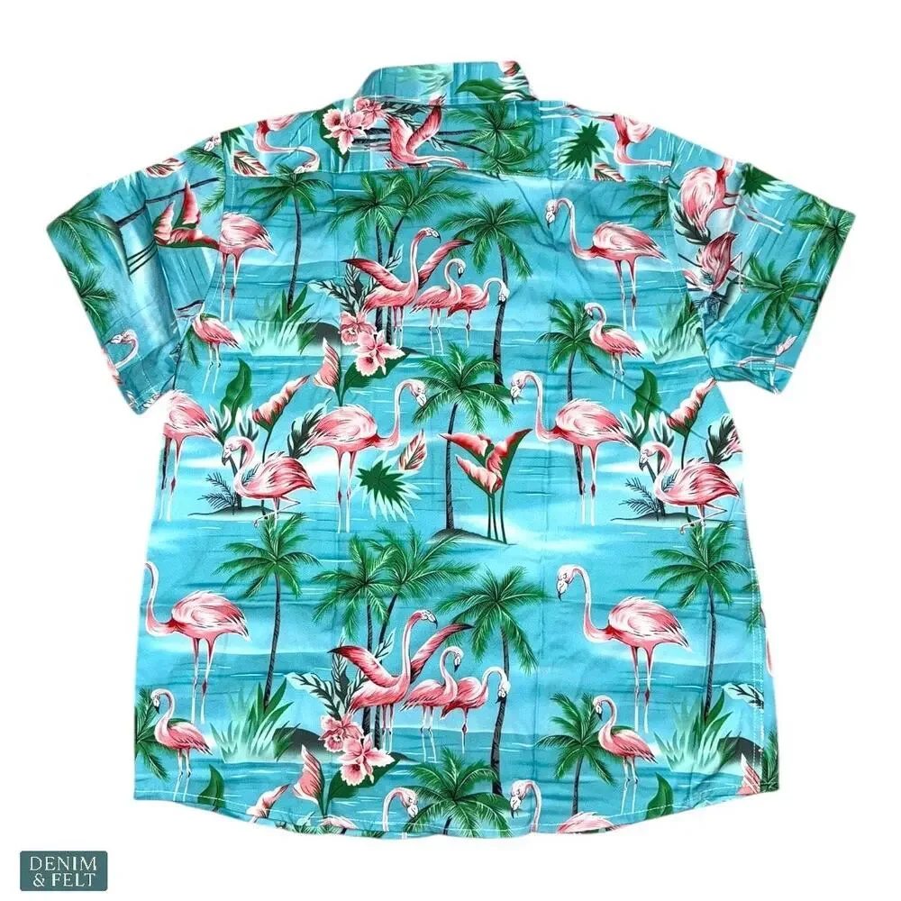 TUNEVUSE Boys Flamingo‎ 3pc Cabana Set Shirt Shorts Hat Beach Vacation NEW~NWT!!